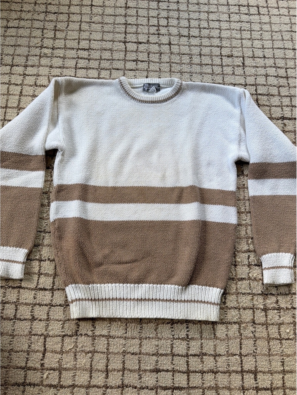 Merona Men's Crew Neck Sweater Size S Cotton Outdoors Grandpacore Granola White